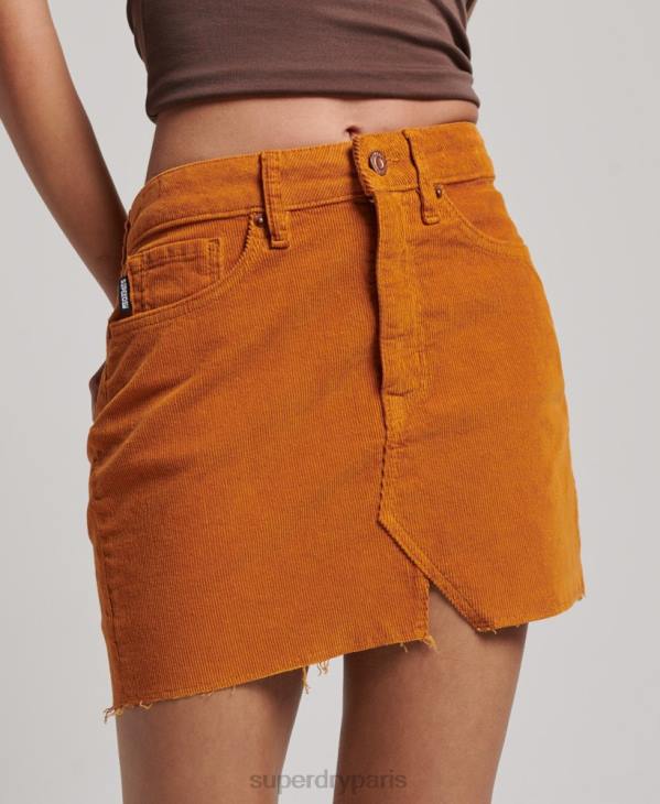 Superdry femmes minijupe vintage en velours côtelé D64Z4149 vêtements brun