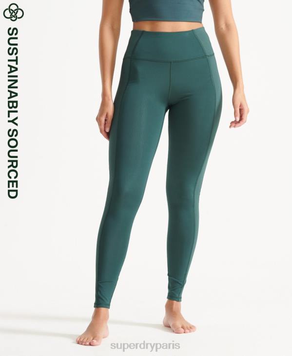 Superdry femmes collants côtelés flex D64Z4090 vêtements vert