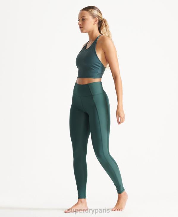 Superdry femmes collants côtelés flex D64Z4090 vêtements vert
