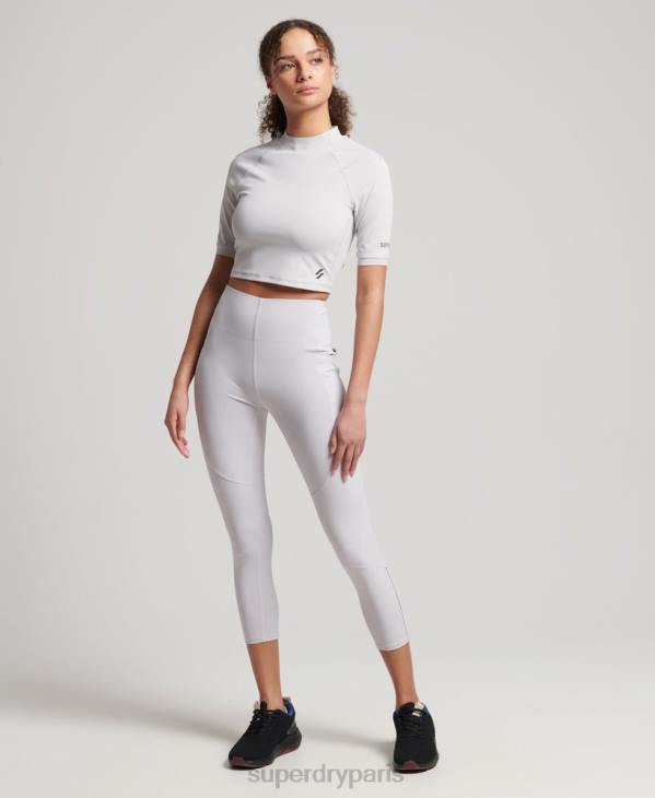 Superdry femmes courir 7/8 leggings serrés D64Z6334 vêtements gris clair
