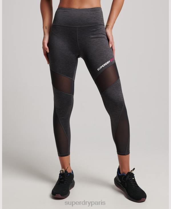 Superdry femmes legging d'entraînement en maille 7/8 D64Z4041 vêtements gris foncé