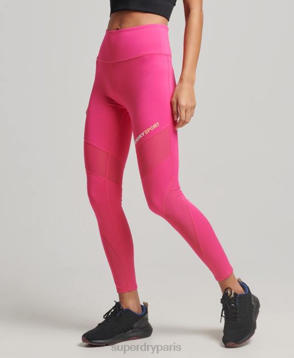 Superdry femmes legging d'entraînement en maille 7/8 D64Z4075 vêtements rose
