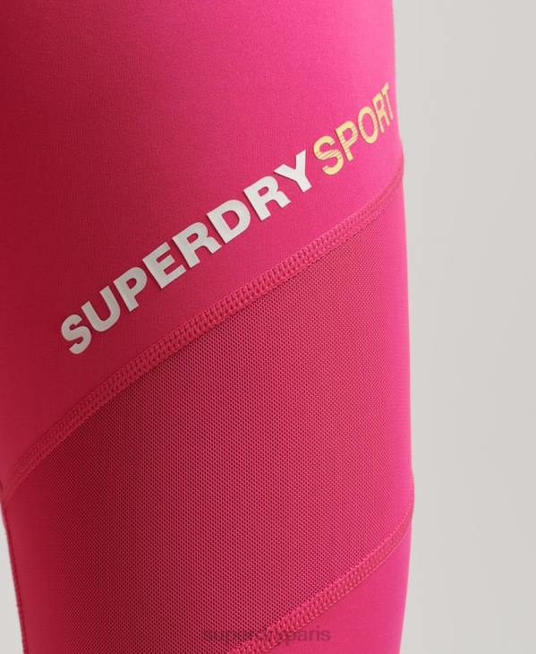 Superdry femmes legging d'entraînement en maille 7/8 D64Z4075 vêtements rose
