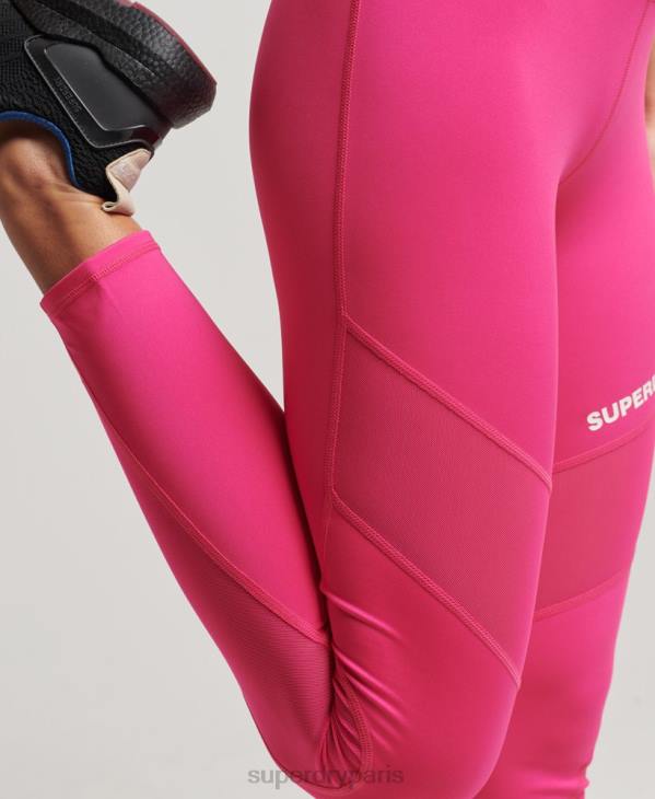 Superdry femmes legging d'entraînement en maille 7/8 D64Z4075 vêtements rose