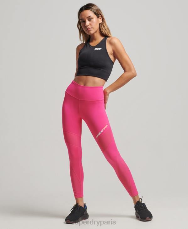 Superdry femmes legging d'entraînement en maille 7/8 D64Z4075 vêtements rose