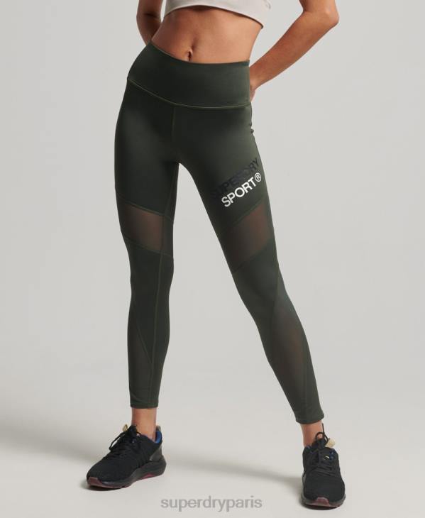 Superdry femmes legging d'entraînement en maille 7/8 D64Z4078 vêtements vert