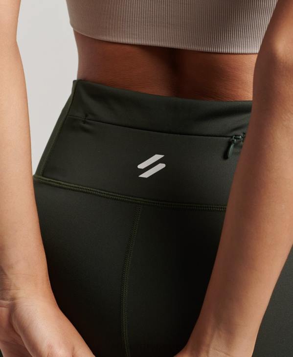 Superdry femmes legging d'entraînement en maille 7/8 D64Z4078 vêtements vert