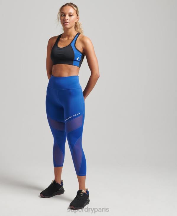 Superdry femmes legging d'entraînement en maille 7/8 D64Z6336 vêtements bleu
