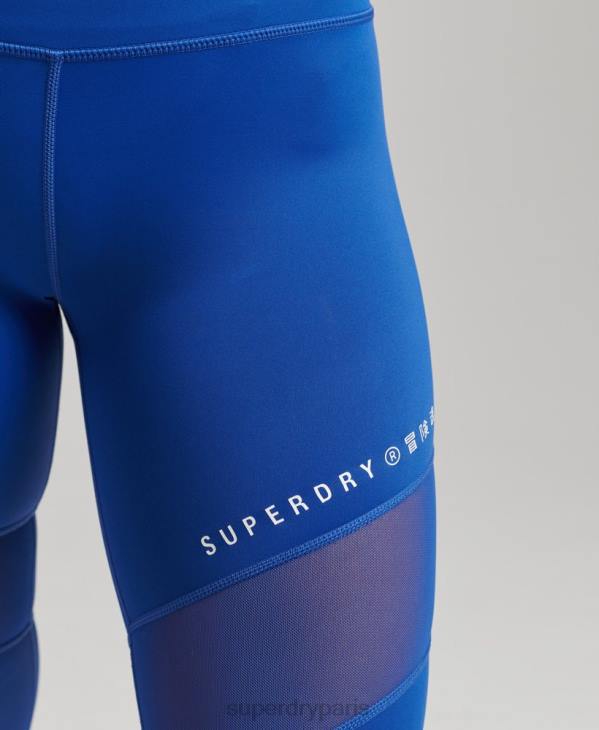 Superdry femmes legging d'entraînement en maille 7/8 D64Z6336 vêtements bleu