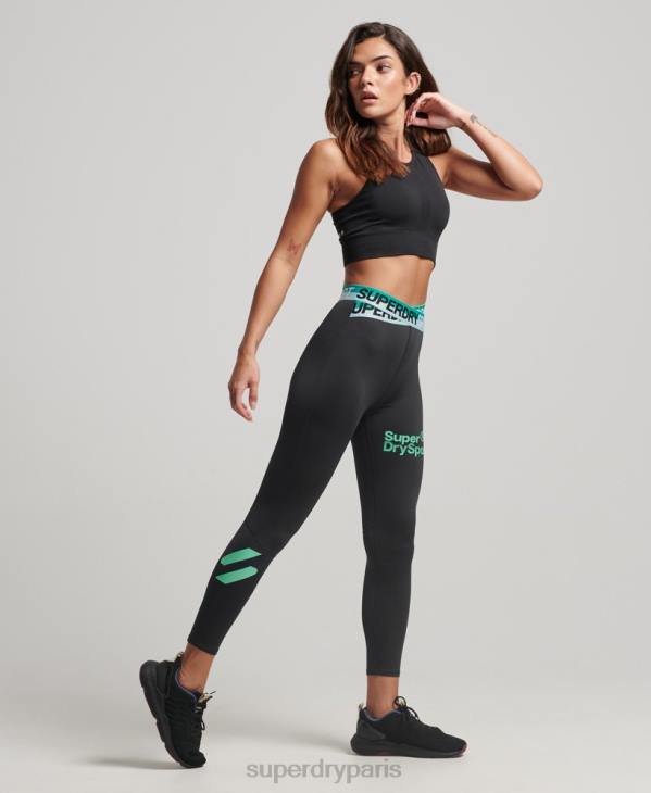 Superdry femmes legging d'entrainement cross 7/8 D64Z4046 vêtements noir