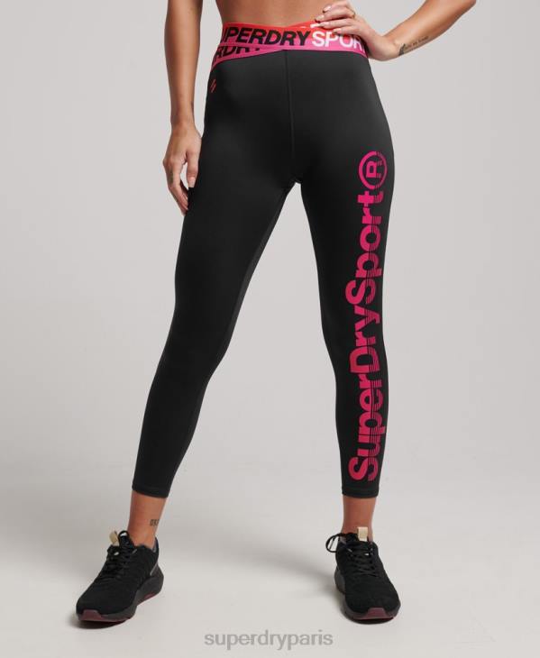 Superdry femmes legging d'entrainement cross 7/8 D64Z4065 vêtements noir