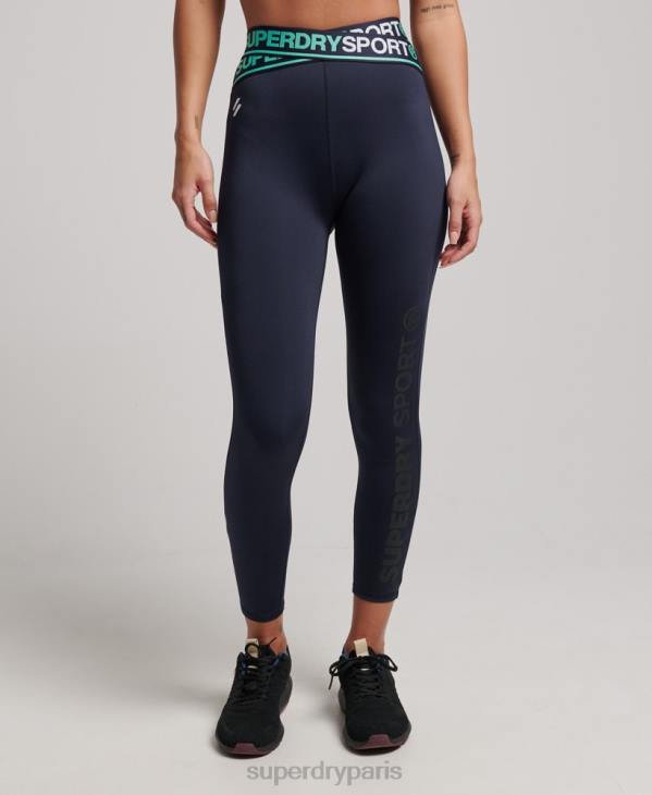 Superdry femmes legging d'entrainement cross 7/8 D64Z4081 vêtements marine