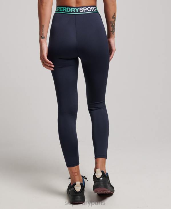 Superdry femmes legging d'entrainement cross 7/8 D64Z4081 vêtements marine