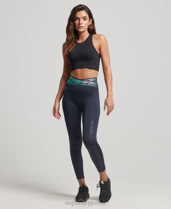 Superdry femmes legging d'entrainement cross 7/8 D64Z4081 vêtements marine