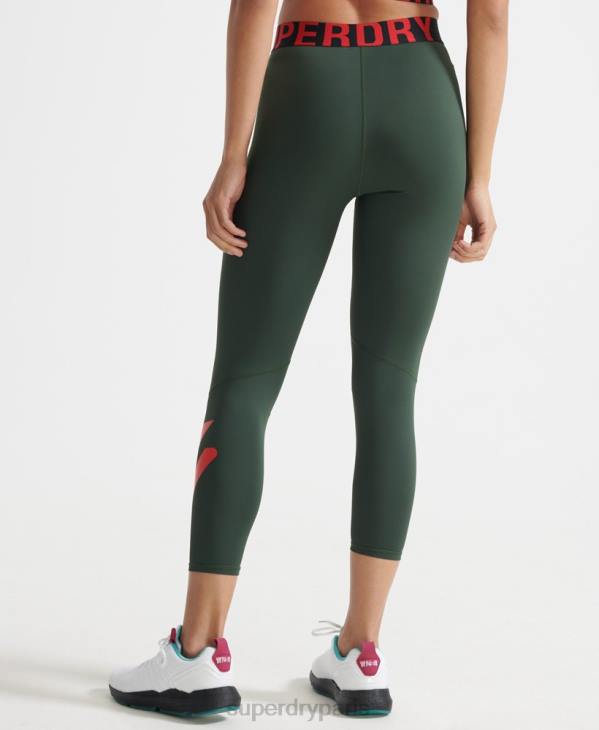 Superdry femmes legging d'entrainement cross 7/8 D64Z4087 vêtements vert