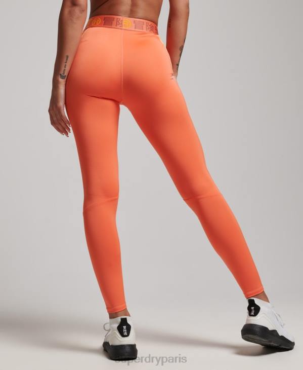 Superdry femmes leggings serrés élastiques de marque train D64Z4062 vêtements orange