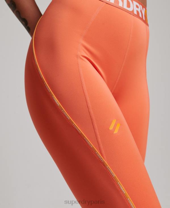 Superdry femmes leggings serrés élastiques de marque train D64Z4062 vêtements orange
