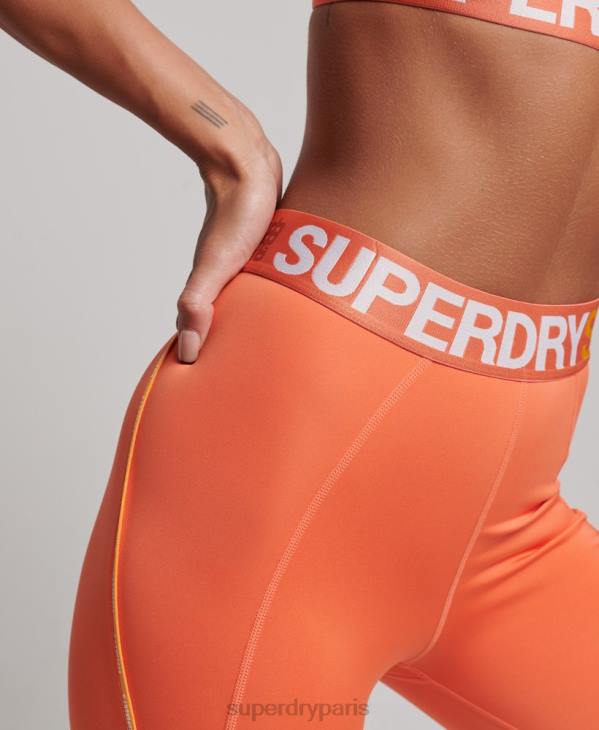 Superdry femmes leggings serrés élastiques de marque train D64Z4062 vêtements orange