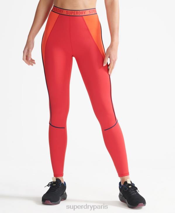 Superdry femmes leggings serrés élastiques de marque train D64Z4085 vêtements rouge
