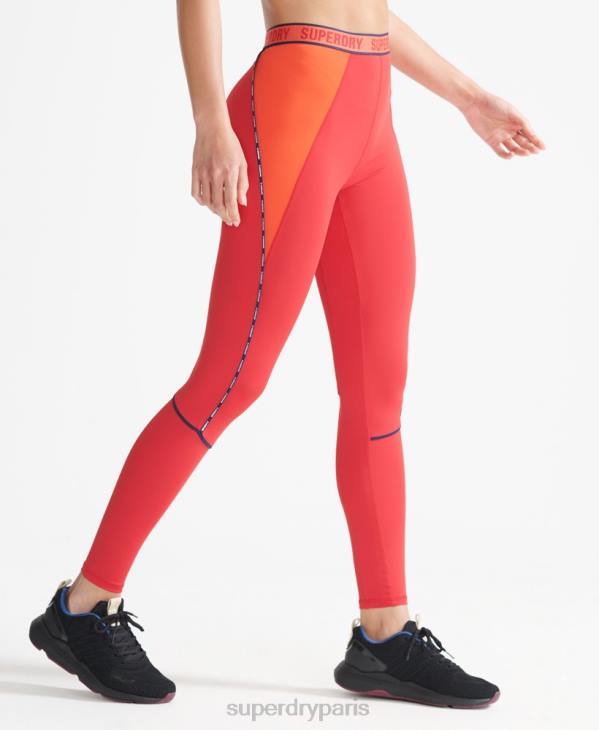 Superdry femmes leggings serrés élastiques de marque train D64Z4085 vêtements rouge