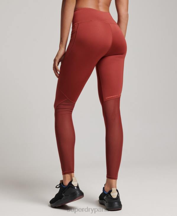 Superdry femmes leggings serrés pleine longueur en maille active D64Z4052 vêtements brun