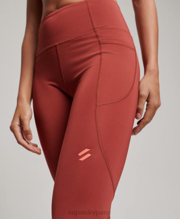 Superdry femmes leggings serrés pleine longueur en maille active D64Z4052 vêtements brun