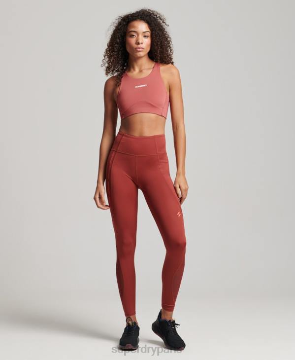 Superdry femmes leggings serrés pleine longueur en maille active D64Z4052 vêtements brun