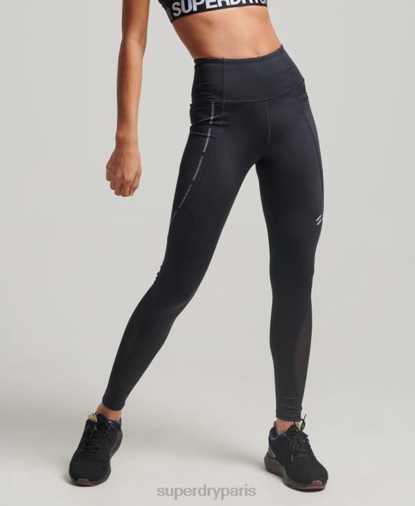 Superdry femmes leggings serrés pleine longueur en maille active D64Z4070 vêtements noir