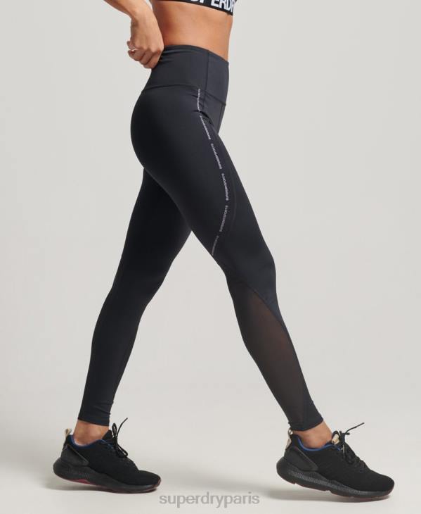 Superdry femmes leggings serrés pleine longueur en maille active D64Z4070 vêtements noir