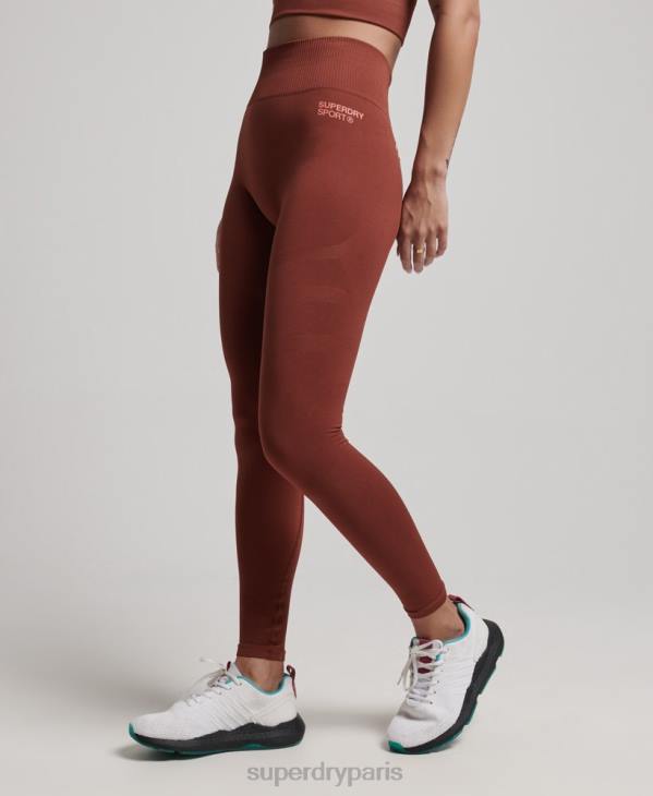 Superdry femmes leggings serrés sans couture D64Z4048 vêtements brun