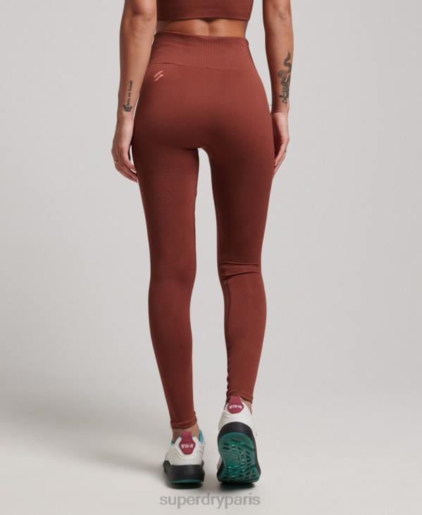 Superdry femmes leggings serrés sans couture D64Z4048 vêtements brun