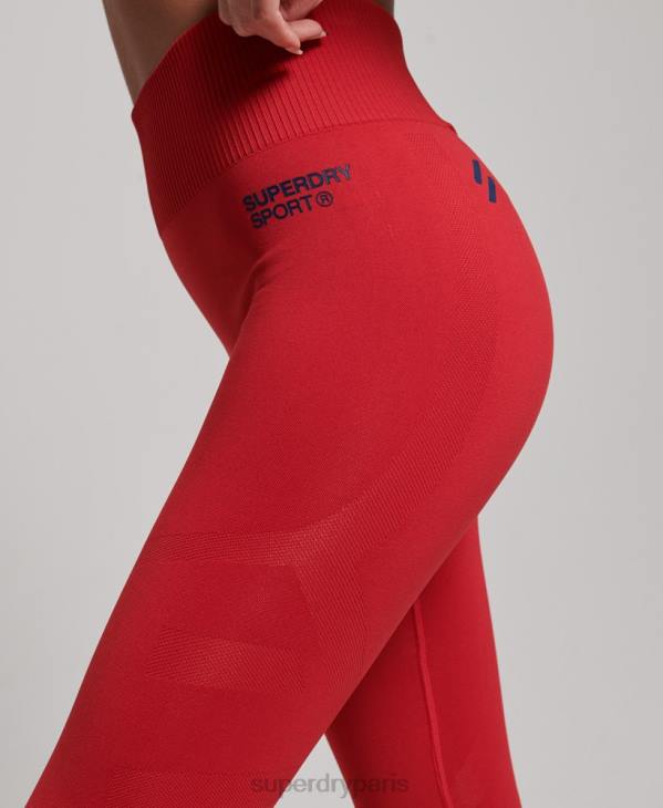 Superdry femmes leggings serrés sans couture D64Z4055 vêtements rouge