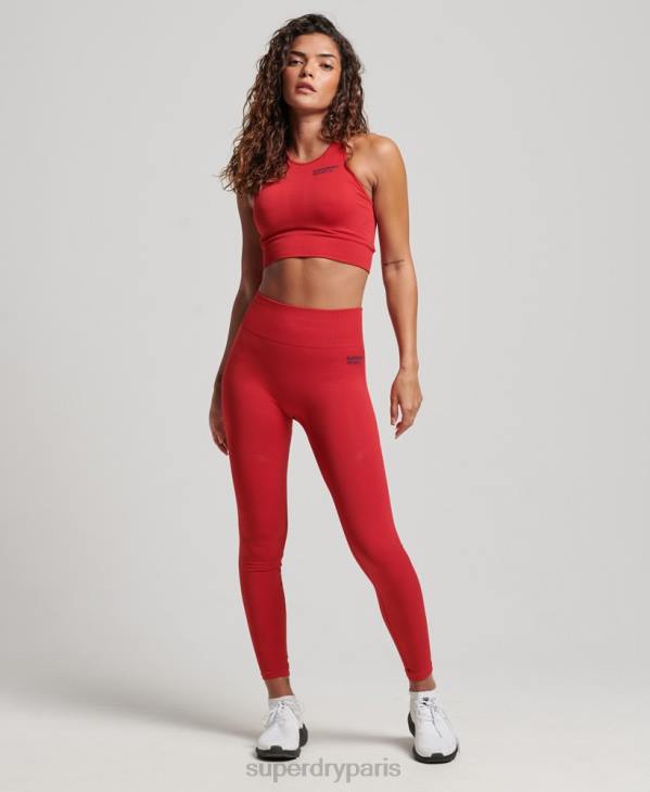 Superdry femmes leggings serrés sans couture D64Z4055 vêtements rouge