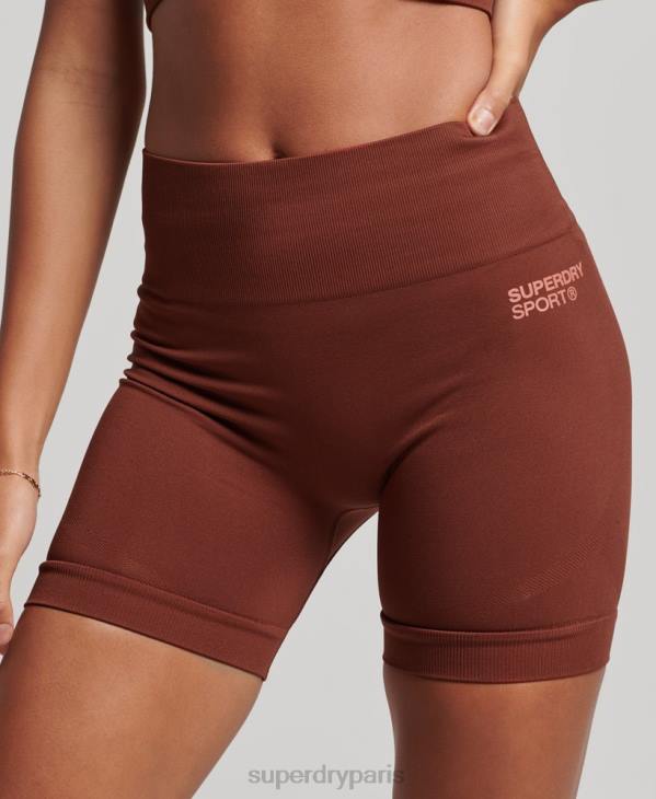 Superdry femmes short moulant sans couture core D64Z3124 vêtements brun