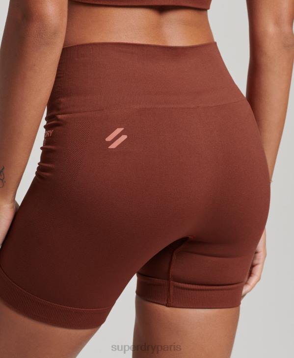 Superdry femmes short moulant sans couture core D64Z3124 vêtements brun