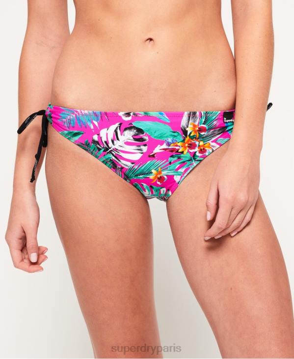 Superdry femmes bas de bikini noué electro tropic D64Z3261 vêtements rose