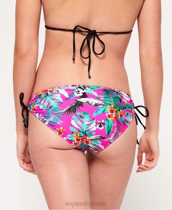 Superdry femmes bas de bikini noué electro tropic D64Z3261 vêtements rose