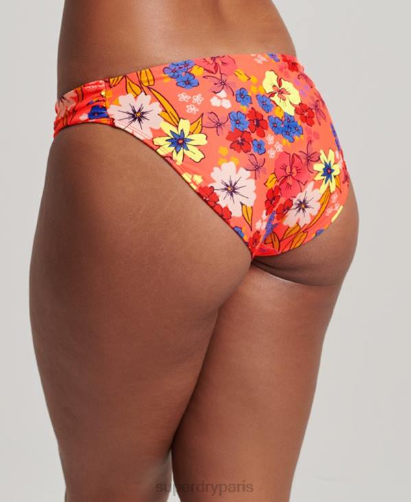 Superdry femmes bas de bikini recyclé à fronces D64Z3193 vêtements orange