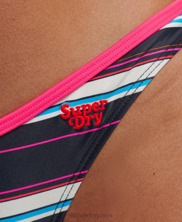 Superdry femmes bas de bikini recyclé à rayures D64Z3215 vêtements multi