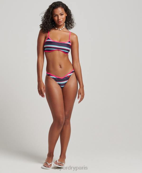 Superdry femmes bas de bikini recyclé à rayures D64Z3215 vêtements multi