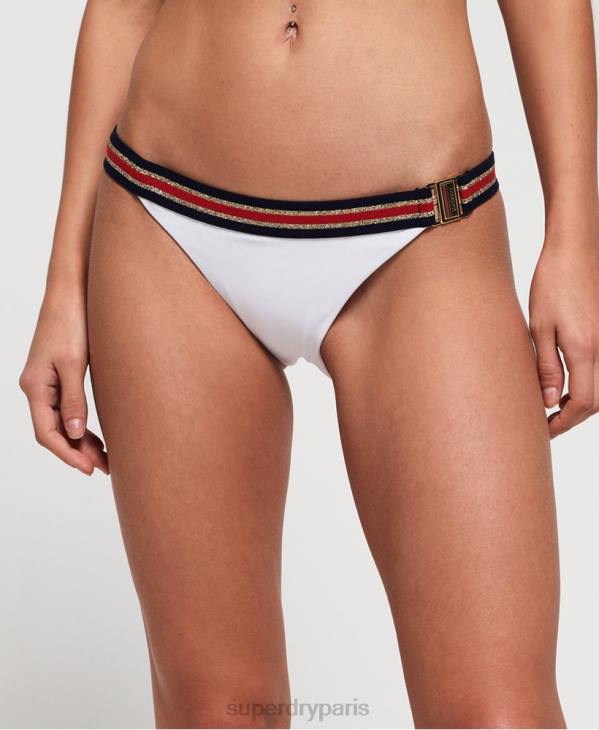 Superdry femmes bas de bikini triangle fixe à logo écusson D64Z3250 vêtements blanc