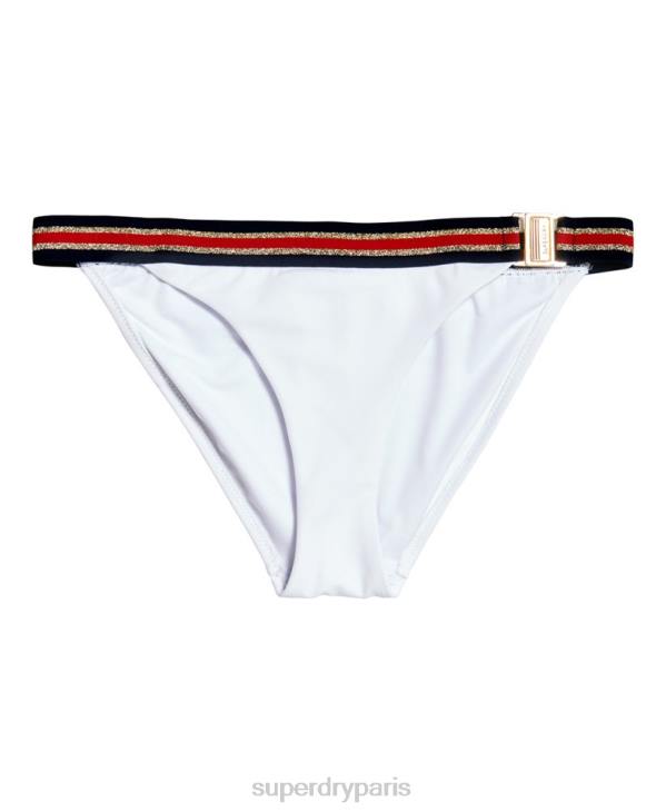 Superdry femmes bas de bikini triangle fixe à logo écusson D64Z3250 vêtements blanc