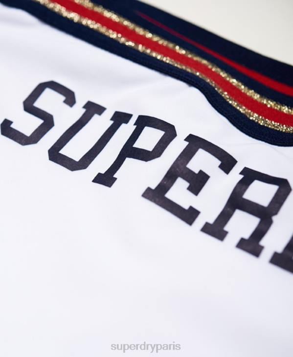 Superdry femmes bas de bikini triangle fixe à logo écusson D64Z3250 vêtements blanc