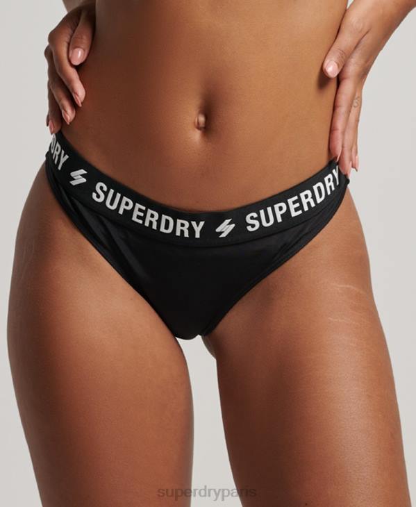 Superdry femmes culotte de bikini élastique recyclée D64Z3181 vêtements noir