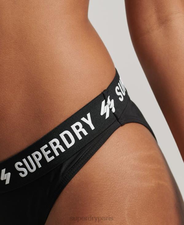 Superdry femmes culotte de bikini élastique recyclée D64Z3181 vêtements noir