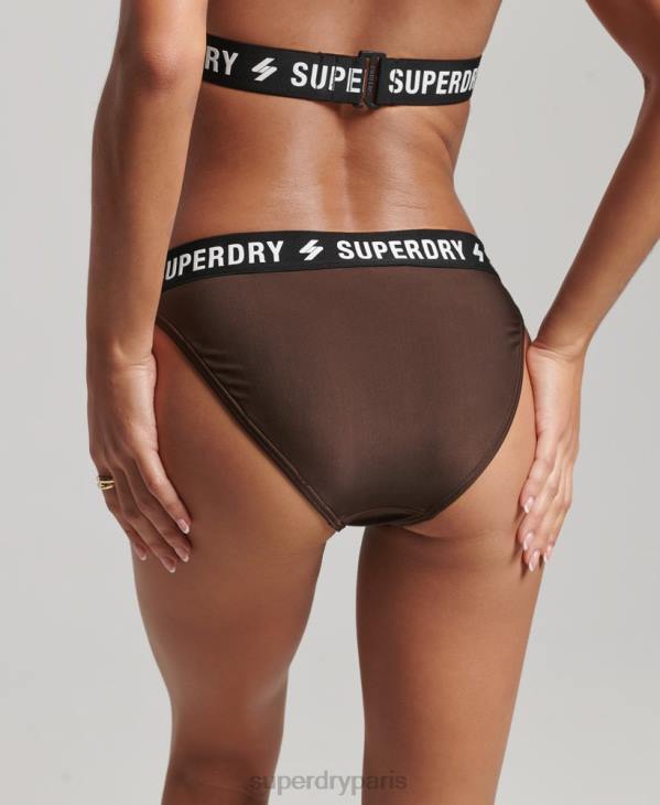 Superdry femmes culotte de bikini élastique recyclée D64Z3207 vêtements brun