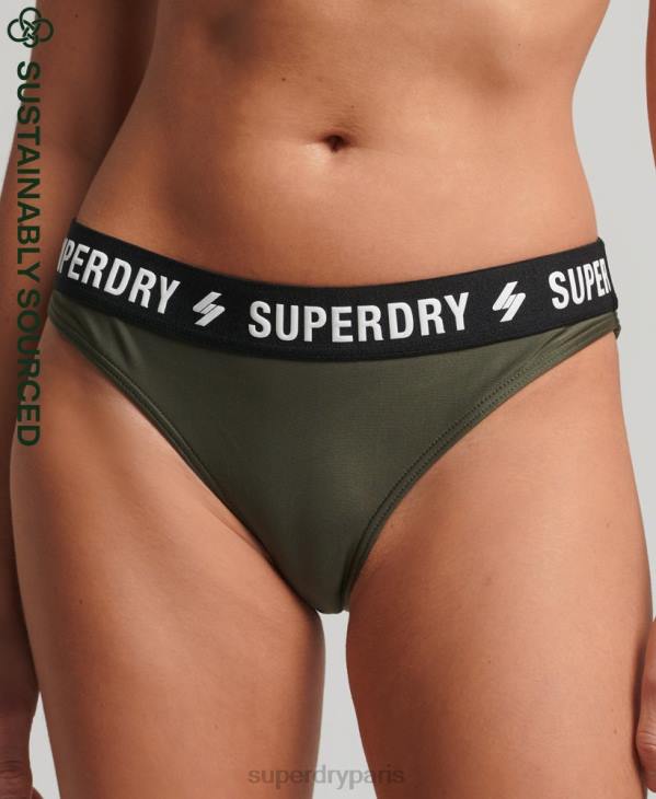 Superdry femmes culotte de bikini élastique recyclée D64Z3231 vêtements kaki