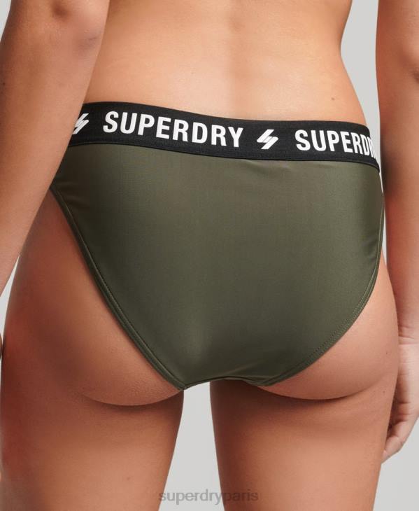 Superdry femmes culotte de bikini élastique recyclée D64Z3231 vêtements kaki