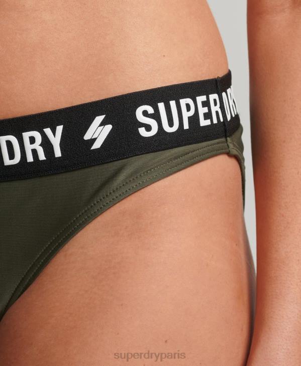 Superdry femmes culotte de bikini élastique recyclée D64Z3231 vêtements kaki