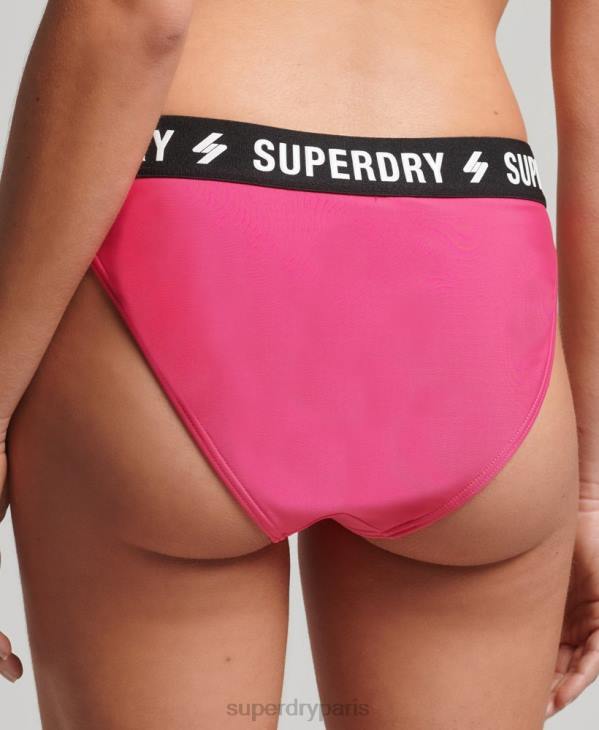 Superdry femmes culotte de bikini élastique recyclée D64Z6697 vêtements rose